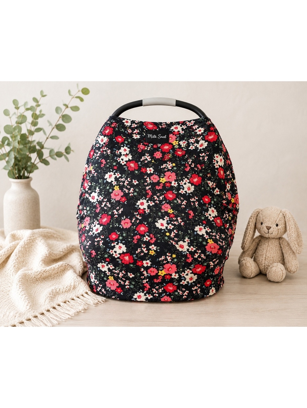 Milk Snob Black Floral 5-in-1 Infant Car Seat Nursing Cover